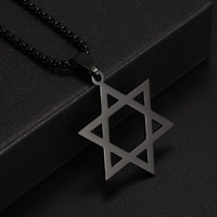 Vente chaude en acier inoxydable titane acier poli creux hexagramme pendentif collier Simple accessoire à la mode pour hommes femmes