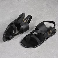 Sandales plates tendance pour l'été, grandes tailles, avec bride à boucle sur le bout, chaussures de plage