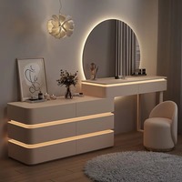 Lemari Laci, Unit Kecil, Penyimpanan Multifungsi, Modern dengan Lampu, Cermin, Nuansa Mewah, Kesan High-End, Meja Rias