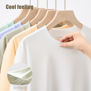 เสื้อยืดกวางโจว OEM 240 กรัม โพลีเอสเตอร์/ผ้าฝ้าย สีขาว จำนวนมาก สำหรับฤดูร้อน เสื้อยืดผู้ชาย ผ้าฝ้ายและโพลีเอสเตอร์ - Product Image 2