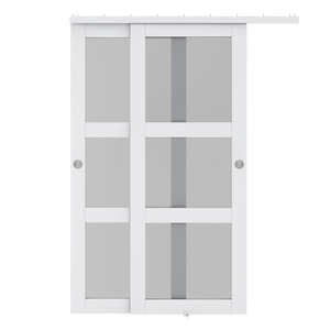 Cửa tủ trượt hai cánh kính cường lực mờ 3 lớp, kích thước 72x80 inch, kèm bộ dụng cụ lắp đặt - Product Image 1