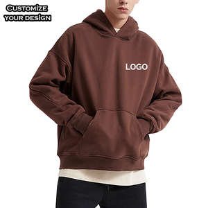 Sweat à capuche oversize en molleton de coton français de haute qualité pour homme, épais, à épaules tombantes, avec broderie 3D personnalisée et design uni en relief - Product Image 1