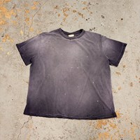 TOPSHOW Vente en gros T-shirt ample vintage personnalisé pour homme, effet vieilli, déchiré, délavé au soleil, délavé à l'acide avec éclaboussures de peinture