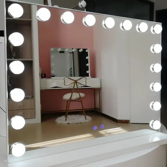 Hollywood Spiegel 600X800 Bureau Staan Led-verlichting Spiegel Make-Up Spiegel Met Touch Sensor Schakelaar