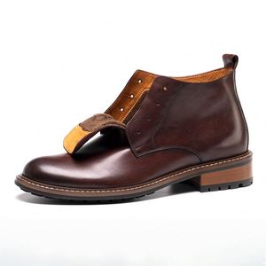 Botas de Trabajo para Hombre de Talla Grande, Botas Cortas Impermeables, Elegantes y Casuales para Caminar al Aire Libre, con Aumento de Altura, de Cuero Genuino para Otoño - Product Image 3