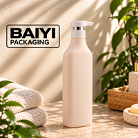Bouteille de gel douche en plastique PE de 600 ml avec pompe lisse, filetage 32, couleur, épaisseur et capacité personnalisables pour les soins personnels