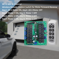 Interrupteur de commande à distance pour moteur à 4 canaux, portée de 500 m, pour diverses applications de moteurs et portes de garage, avec alimentation DC12-48V
