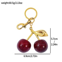 Porte-clés mousqueton en métal promotionnel pour femme, léger, de haute qualité, en alliage de zinc, avec impression UV 3D cristal cerise, personnalisé