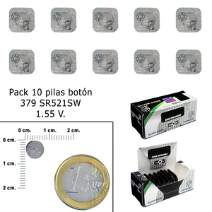 Batteria a bottone all'ossido d'argento 379 / SR521SW (Confezione da 10 batterie) - Product Image 1
