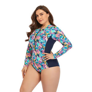 Venta al por mayor de impresión de una pieza Bikini de las mujeres de gran tamaño Sexy ahueca hacia fuera el bikini traje de baño de manga larga de talla <span class=keywords><strong>grande</strong></span> Sufing traje de baño - Product Image 4