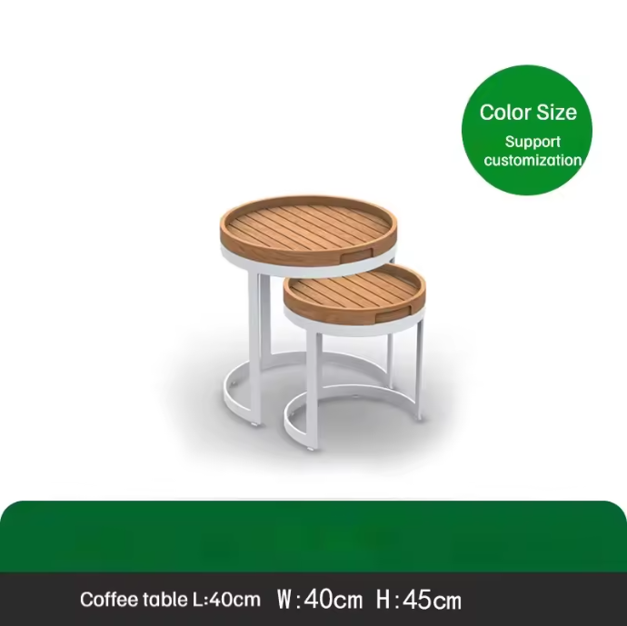 Ensemble de tables basses rondes en teck 40*40*45