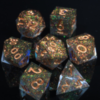 MINI PLANET Jeu de dés polyédriques en résine personnalisée de 7 pièces, fabriqué à la main, Dragon&Dungeon, jeu de société DND avec des bords tranchants