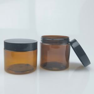 Pot cosmétique en plastique PET dépoli ambré transparent de 150g et 250g pour beurre corporel et crème, avec couvercle en bambou – Vente en gros - Product Image 1