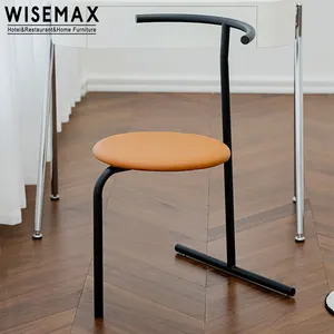 WISEMAX FURNITURE Modern dining room furniture leather chair T shape metal dining chair for home hotel restaurant