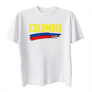 T-shirt pour femme avec drapeau de la Colombie, 100% coton, col rond, manches courtes, imprimé décontracté, unisexe, coupe classique, toutes saisons - Product Image 1