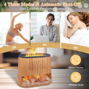 Diffusore di fiamma <span class=keywords><strong>per</strong></span> olio essenziale domestico elettrico con sale Himalayan lampada <span class=keywords><strong>per</strong></span> uso domestico diffusore di Aroma ultrasonico da 260ML - Product Image 4