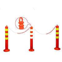 Poteau de signalisation routière flexible économique en PU, 3 bandes, réflecteur prismatique haute intensité, borne de sécurité IP55, délimiteur routier municipal