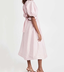 Abiti <span class=keywords><strong>da</strong></span> festa all'ingrosso los angeles mimosa ritaglio midi dress tie belt esagerato puff maniche rosa di moda abiti per lad - Product Image 3