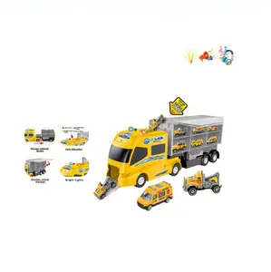 8 In 1 Egineering Plastic Friction Container Truck Toys Kids Diecast Toys Vehicles Model with Sounds and Lights