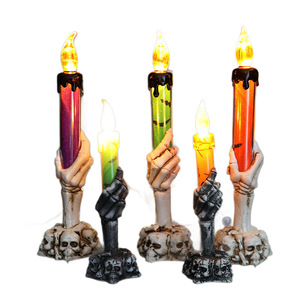 Plastic Halloween <b>Skeleton</b> Hand Candle LED Lights Horror Ghost Holding <b>Lamp</b> Party Decoration Home Haunted House Ornaments - Product Image 6