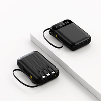Batterie externe portable 10000 mAh avec logo personnalisé, 4 câbles de charge intégrés, double USB Type-C et lumière LED