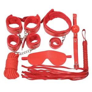 Eposas-juguete sexual BDSM, juego de 7 piezas de cuero de felpa, muebles bdsm, kit de bondage de sujeción