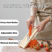 Gadget de cuisine, mandoline manuelle réglable pour couper les légumes, avec 4 lames en acier inoxydable, métal