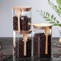 Bocaux en verre borosilicate de haute qualité, ensemble de récipients alimentaires en verre, contenants de rangement carrés pour la cuisine, bocaux en verre avec couvercle et cuillère