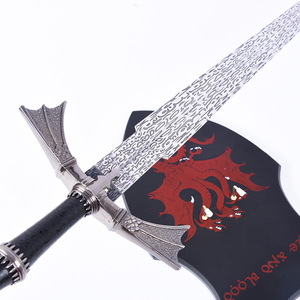 Đao gia đình Dark Sisters Daemon Dragon trong <span class=keywords><strong>Game</strong></span> <span class=keywords><strong>of</strong></span> <span class=keywords><strong>Thrones</strong></span>, vũ khí kim loại chưa mài, khắc họa tiết băng lửa, đạo cụ - Product Image 3