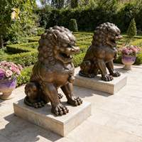 Sculpture de lion chinois en bronze RELONG, statue de chien Foo en métal pour jardin de villa, parc extérieur