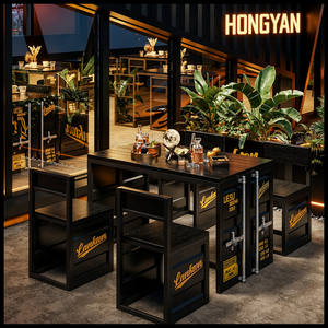 Juego de Mesa de Comedor Compacto de Metal Resistente de Diseño Comercial, Muebles Ahorradores de Espacio para Uso en Interiores de Hoteles, Cafés y Restaurantes - Product Image 6