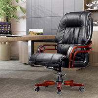 Chaise de bureau en cuir de haute qualité pas cher confortable en bois massif patron président bureau grande classe chaise en cuir en gros