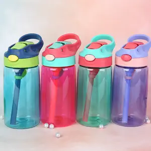 2023 New Wholesale Leak-proof Children Sippy Cup Water Bottle With Straw Portable Sport Outdoor Plastic Kids Water Bottle
