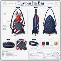 Maßgefertigte Niedliche Feuerwerksform Ita-Tasche Kawaii Patriotische Handtasche Runde Transparente PVC-Fenster Schultertasche für Frauen