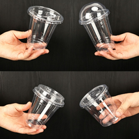 Gobelets en plastique PET jetables transparents avec couvercles, gobelets pour boissons froides à emporter, café glacé, jus, smoothie, latte, boisson