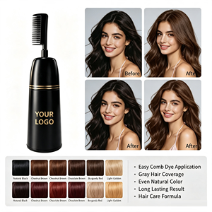 Crème colorante capillaire permanente à base d'extraits végétaux, longue durée, avec peigne applicateur facile, prix usine, qualité professionnelle - Product Image 1