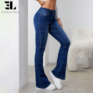 LARSUR Xintang Guangzhou China, Fábrica de Jeans de Mezclilla, Fabricante, Proveedor, Mayorista, Jeans Clásicos de <span class=keywords><strong>Mujer</strong></span>, Corte Ajustado y Acampanado - Product Image 6