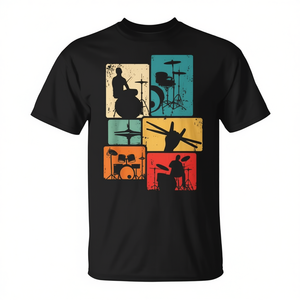 T-shirt pour batteur de musique rock, bâtonnets de batterie, style vintage - Product Image 2