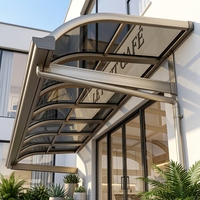 Auvent en alliage d'aluminium durable avec plaque en polycarbonate résistante aux UV, abri motorisé contre la pluie pour porte, patio, balcon, terrasse