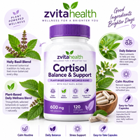 Complément de Soutien au Cortisol Marque Blanche, Extrait de Basilic Sacré 600mg par Portion, 120 Capsules Végétaliennes pour la Relaxation