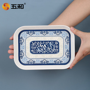 Five Harmony Chinese Style Blue And White Porcelain Melamine Dinnerware Set Round Bpa Free Daily Use - Product Image 3