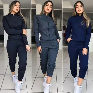 Deux pièces ensemble femmes tenue printemps automne veste pantalon ensemble dames Joggers survêtement lâche survêtements Y12526