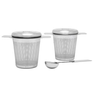 <b>Tea</b> Filters Stainless Steel Set Of 2 With Measuring Spoon For Loose Leaf <b>Tea</b> <b>Infusion</b> - Product Image 1