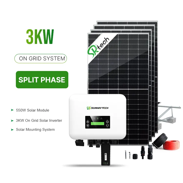 가정용 올인원 3kW 분할 상 온그리드 태양광 발전 3000W 시스템
