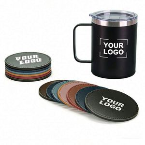 Sous-verres en cuir PU personnalisés avec logo imprimé et gaufré pour hôtels, cafés et restaurants – Cadeaux promotionnels en gros - Product Image 1