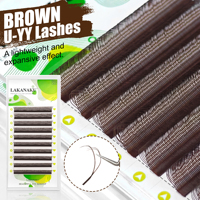Extensions de cils YY en forme de U, tissées à la main, courbure B C D M, noir mat, double pointe naturelle, 0.07, fournitures en gros, logo personnalisé