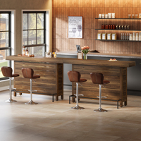 Table de bar moderne à 3 niveaux, 63 pouces, en bois, rectangulaire, hauteur comptoir, table de pub, étagères de rangement, repose-pieds en métal - Salon