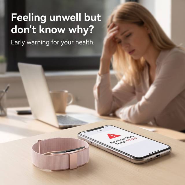 Waterproof Smart Bracelet Fitness Tracker with Step Counter, Heart Rate Blood Oxygen Monitor & Sleep Temperature Tracking