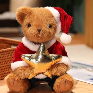 Vente en gros, Meilleures ventes : Jouets en peluche doux Ours de Noël de dessin animé avec étoile dorée, Jouets pour machine à griffes pour enfants et adultes - Product Image 1