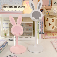 Support de téléphone rétractable en forme de lapin mignon, support de téléphone de bureau à hauteur réglable pour diffusion en direct, cours en ligne, visionnage de vidéos